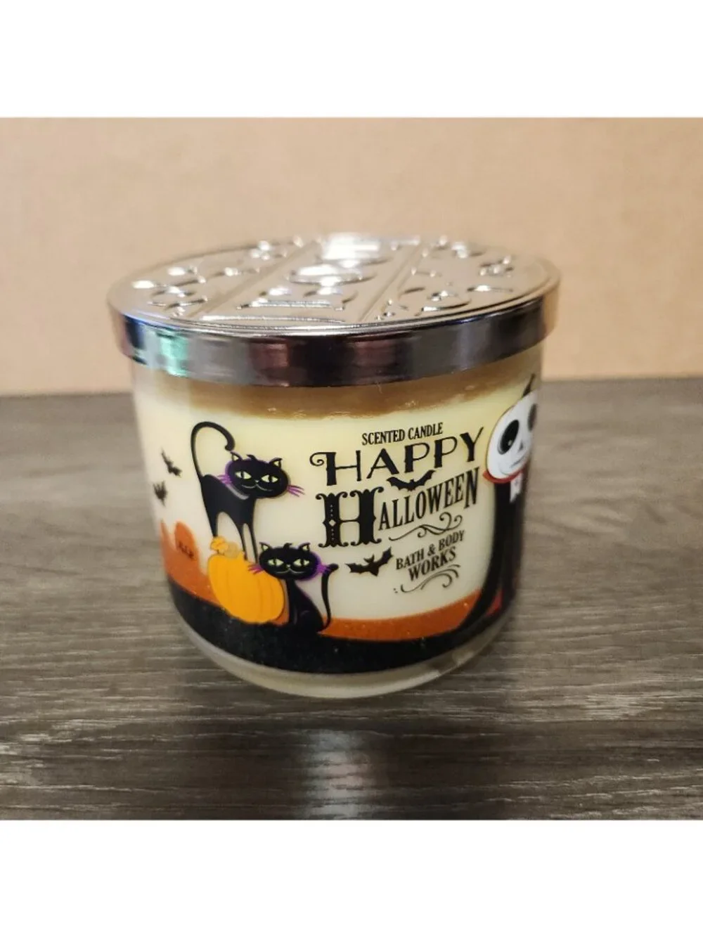 Bath & Body Works 2016 Happy Halloween Sweet Cinnamon Pumpkin 3 Wick Candle RARE - Picture 6 of 10